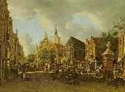 unknow artist The Groenmarkt as seen towards the Westeinde France oil painting artist